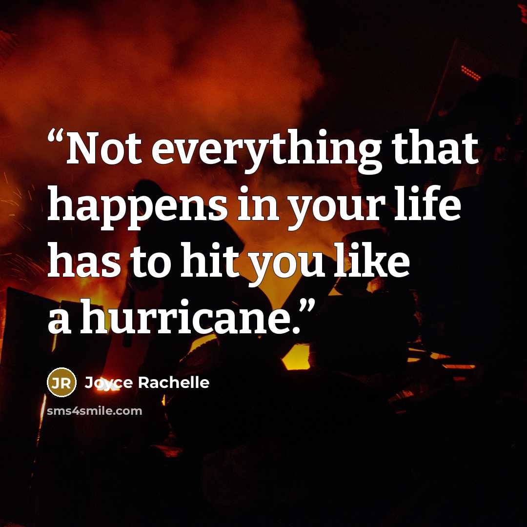 “Not everything that happens in your life has to hit you like a hurricane.” quote by Joyce Rachelle