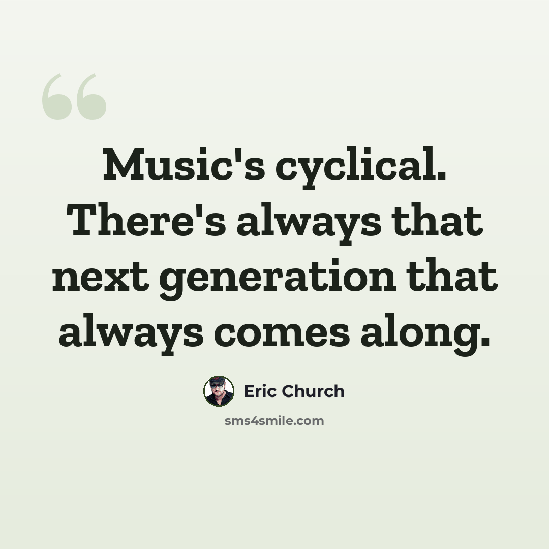 “Music's cyclical. There's always that next generation that always comes along.” quote by Eric Church