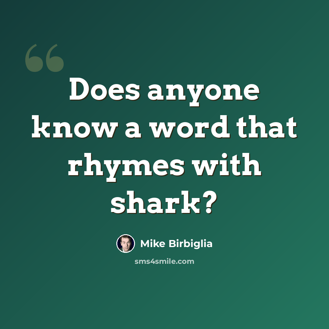 “Does anyone know a word that rhymes with shark?” quote by Mike Birbiglia