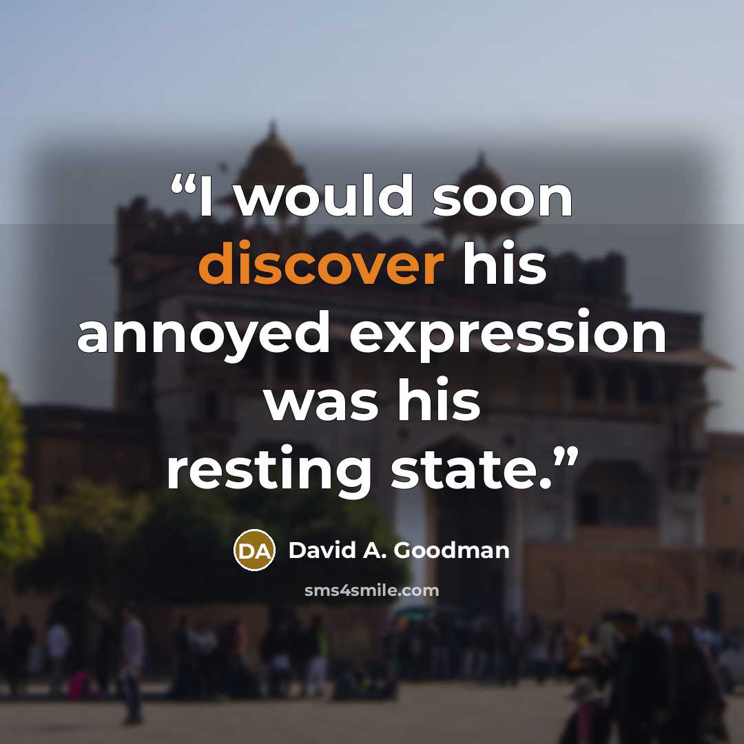 “I would soon discover his annoyed expression was his resting state.” quote by David A. Goodman