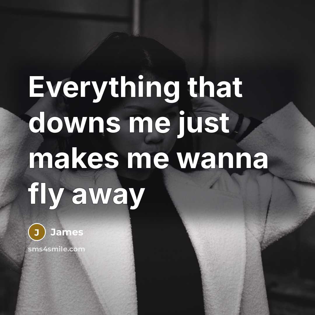 “Everything that downs me just makes me wanna fly away” quote by James