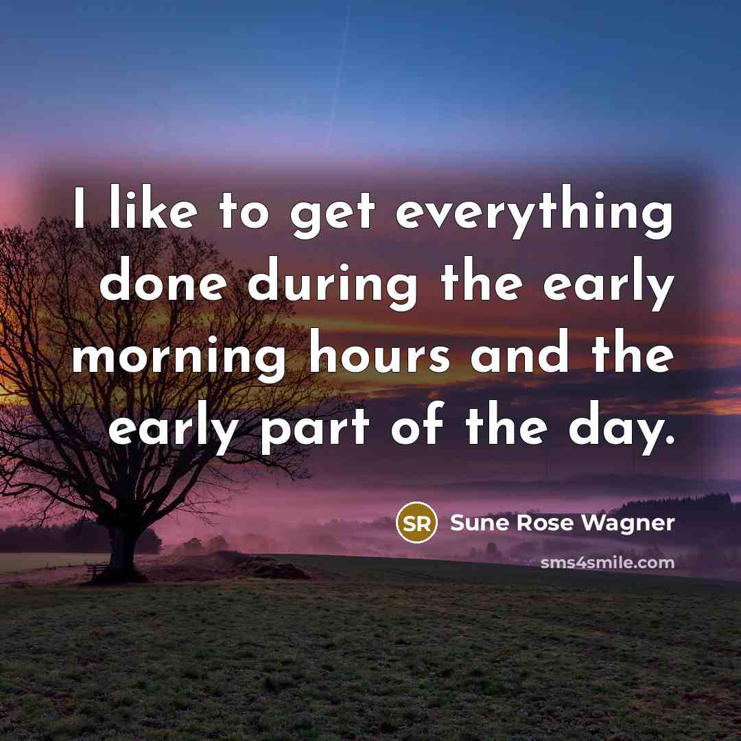 “I like to get everything done during the early morning hours and the early part of the day.” quote by Sune Rose Wagner