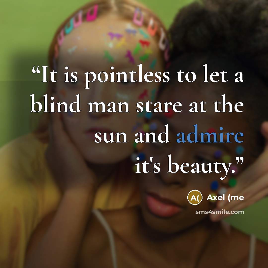 “It is pointless to let a blind man stare at the sun and admire it's beauty.” quote by Axel (me