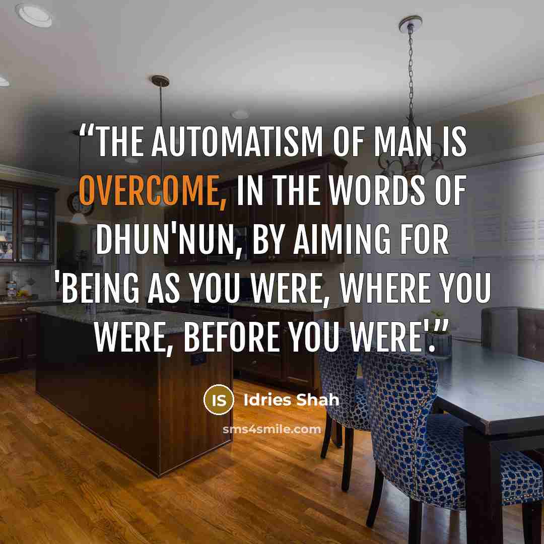 “The automatism of man is overcome, in the words of Dhun'Nun, by aiming for 'being as you were, where you were, before you were'.” quote by Idries Shah