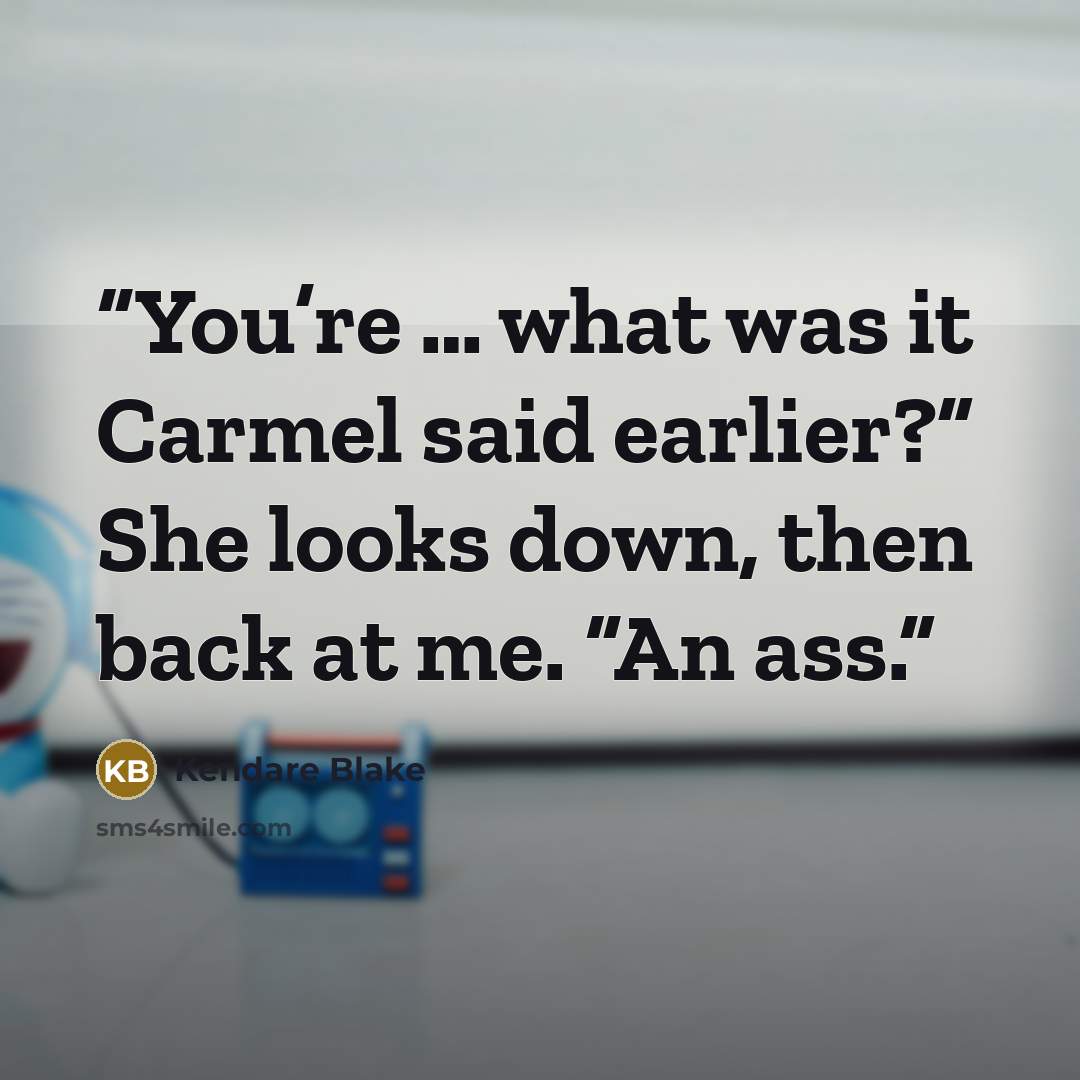 “You’re … what was it Carmel said earlier?” She looks down, then back at me. “An ass.” quote by Kendare Blake