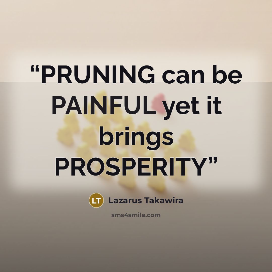 “PRUNING can be PAINFUL yet it brings PROSPERITY” quote by Lazarus Takawira