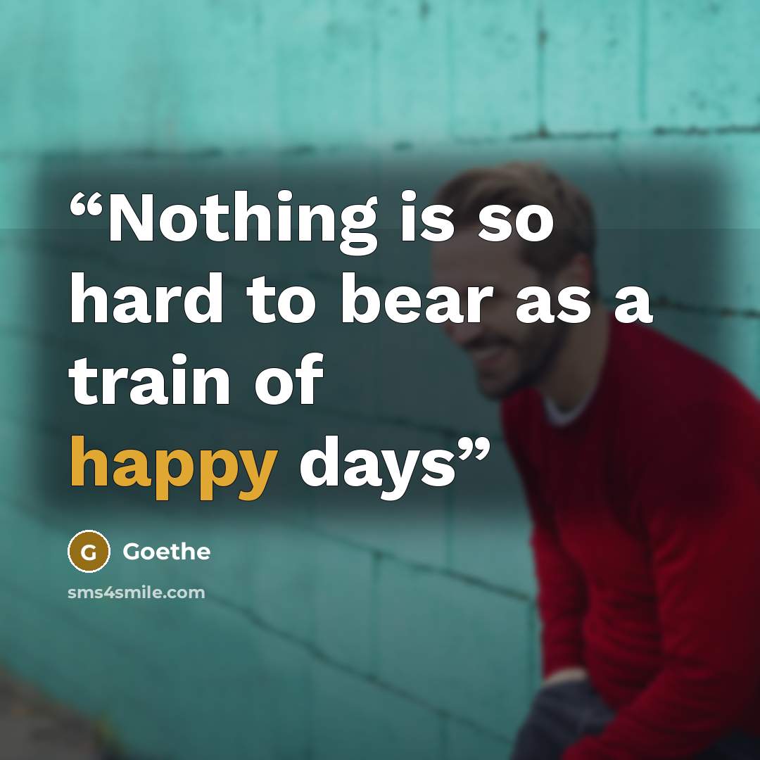 “Nothing is so hard to bear as a train of happy days” quote by Goethe