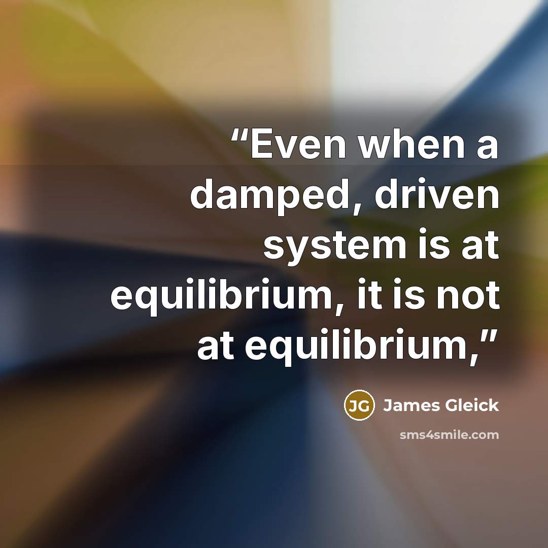 “Even when a damped, driven system is at equilibrium, it is not at equilibrium,” quote by James Gleick