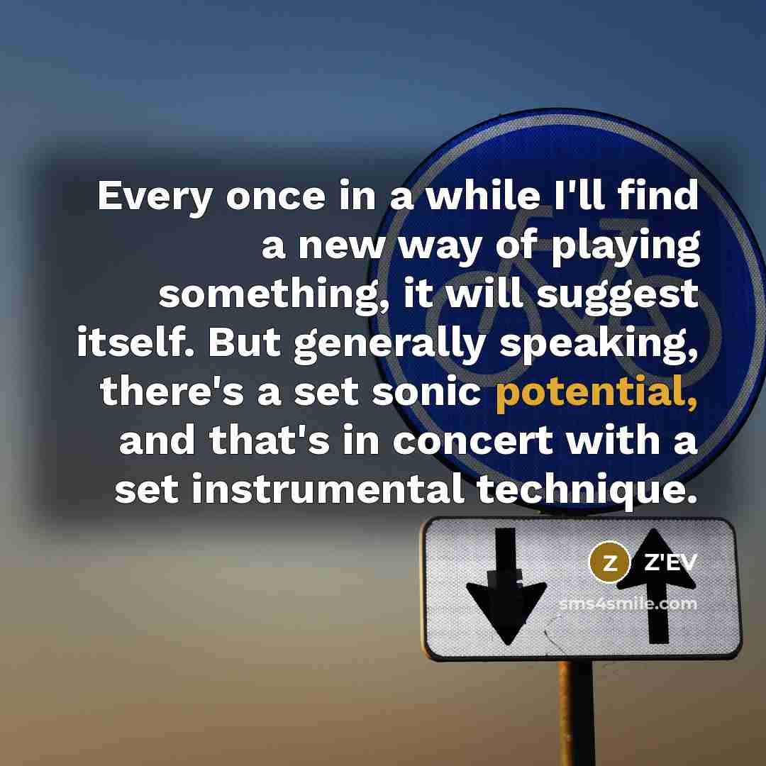 “Every once in a while I'll find a new way of playing something, it will suggest itself. But generally speaking, there's a set sonic potential, and that's in concert with a set instrumental technique.” quote by Z'EV