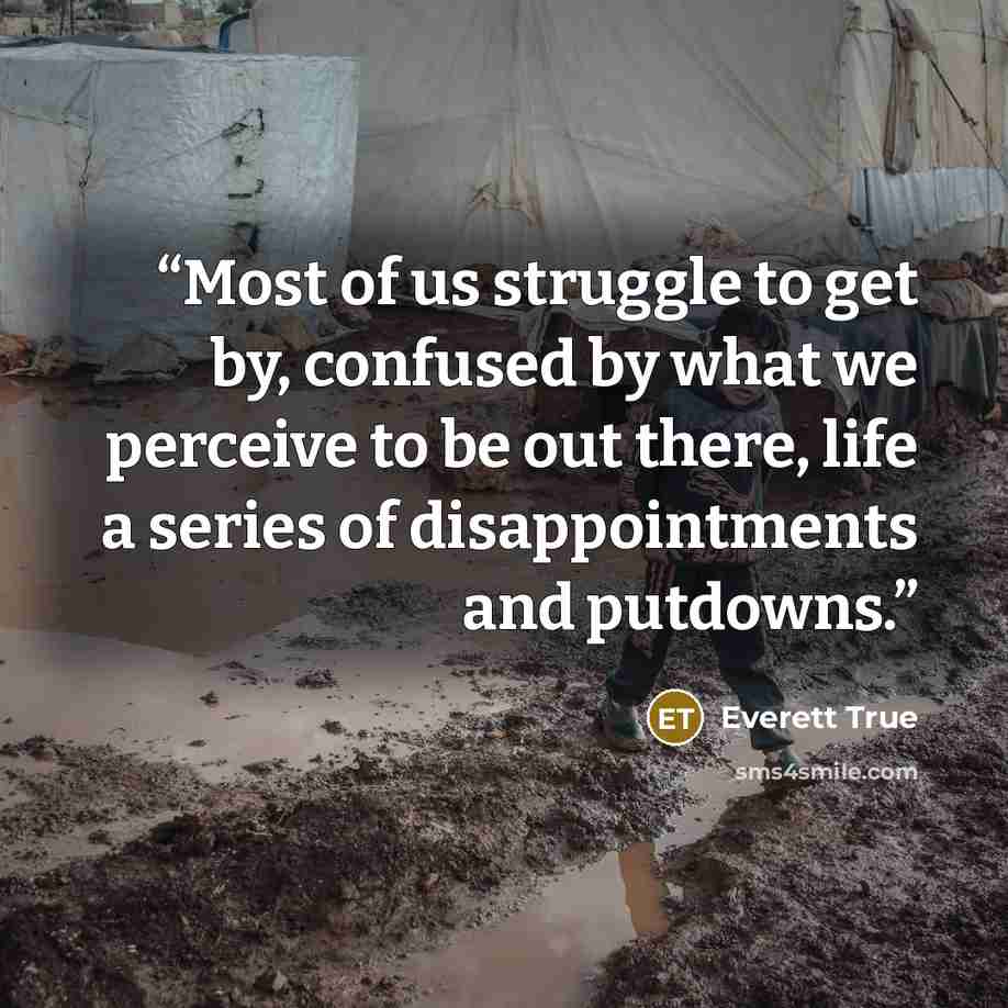 “Most of us struggle to get by, confused by what we perceive to be out there, life a series of disappointments and putdowns.” quote by Everett True