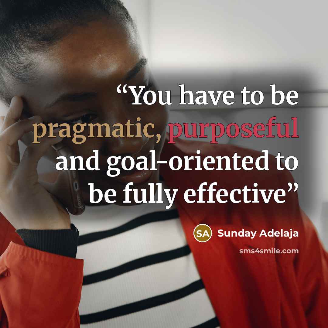 “You have to be pragmatic, purposeful and goal-oriented to be fully effective” quote by Sunday Adelaja