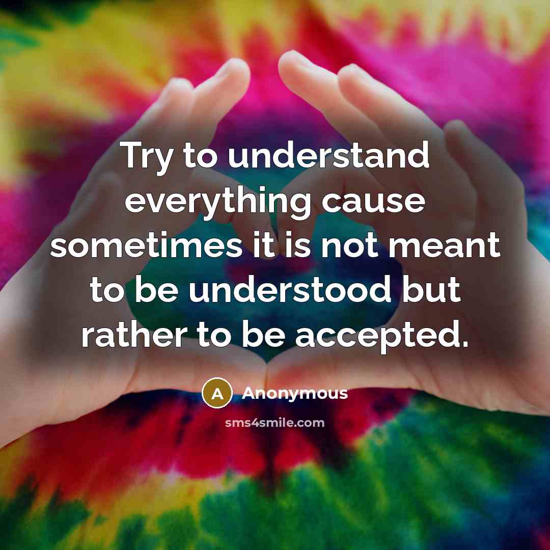 “Try to understand everything cause sometimes it is not meant to be understood but rather to be accepted.” quote by Anonymous