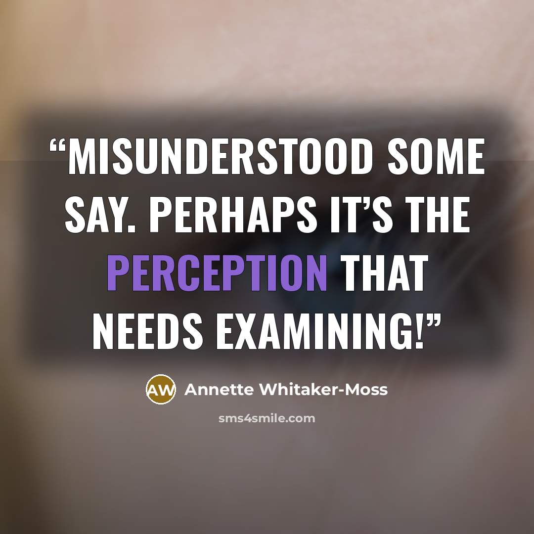 “Misunderstood some say. Perhaps it’s the perception that needs examining!” quote by Annette Whitaker-Moss