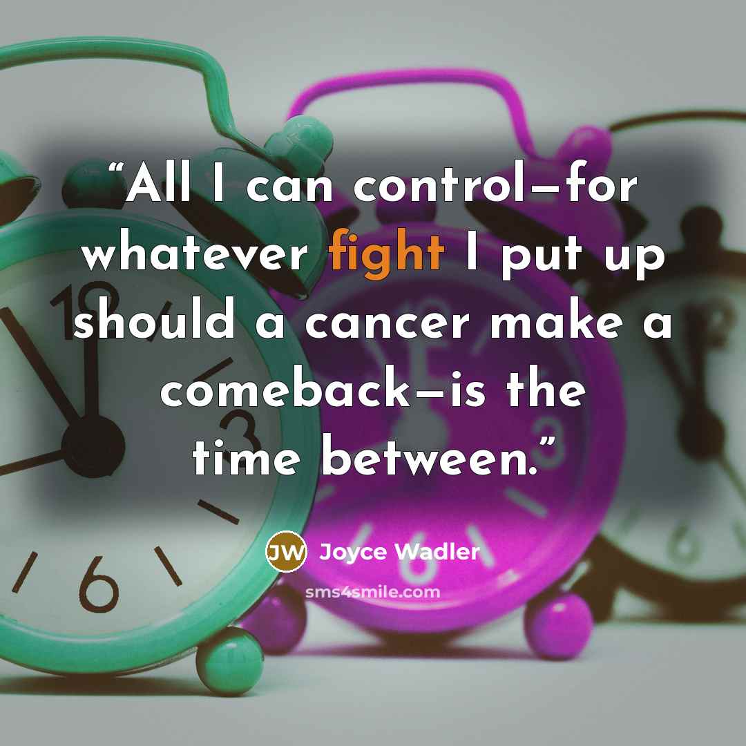 “All I can control—for whatever fight I put up should a cancer make a comeback—is the time between.” quote by Joyce Wadler