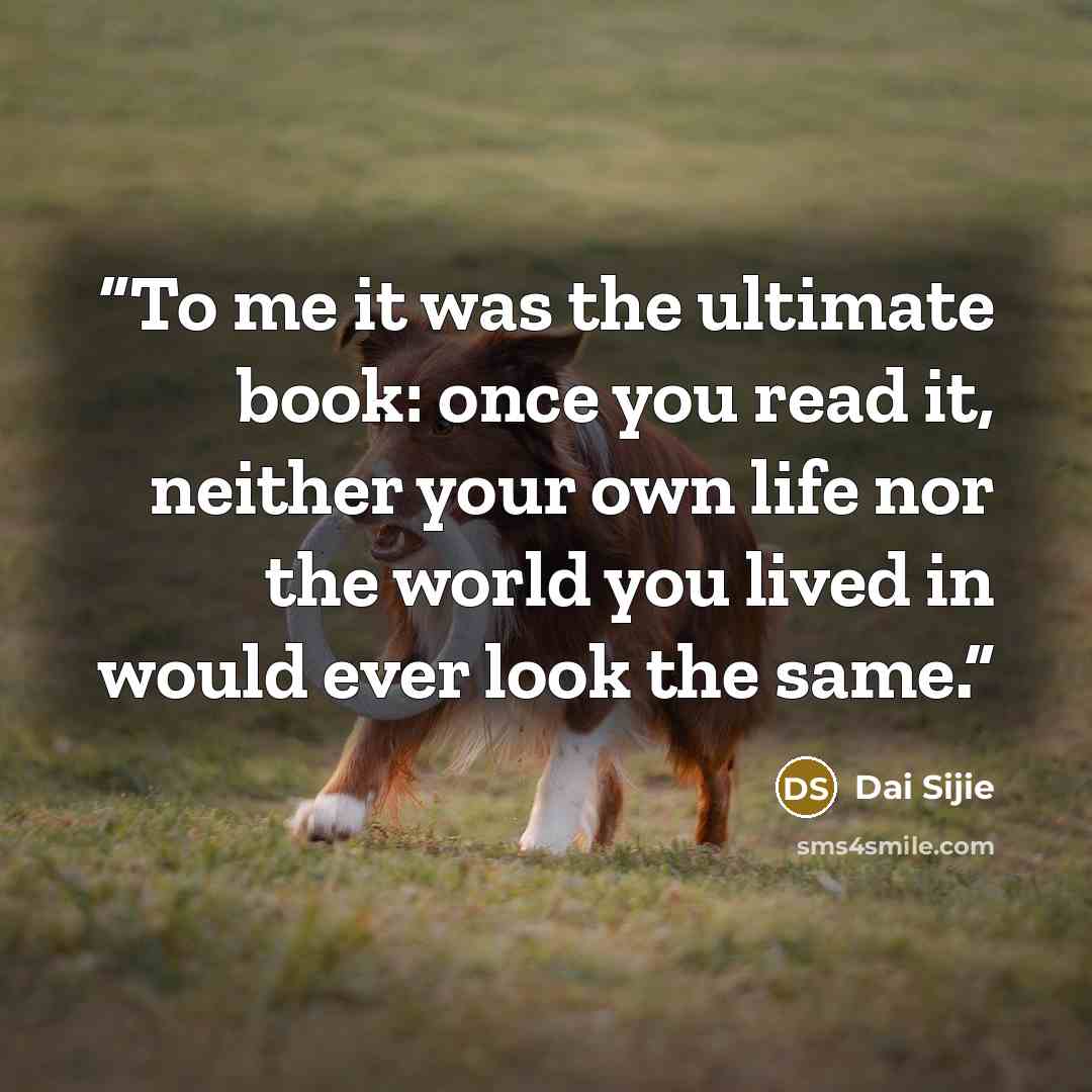 “To me it was the ultimate book: once you read it, neither your own life nor the world you lived in would ever look the same.” quote by Dai Sijie