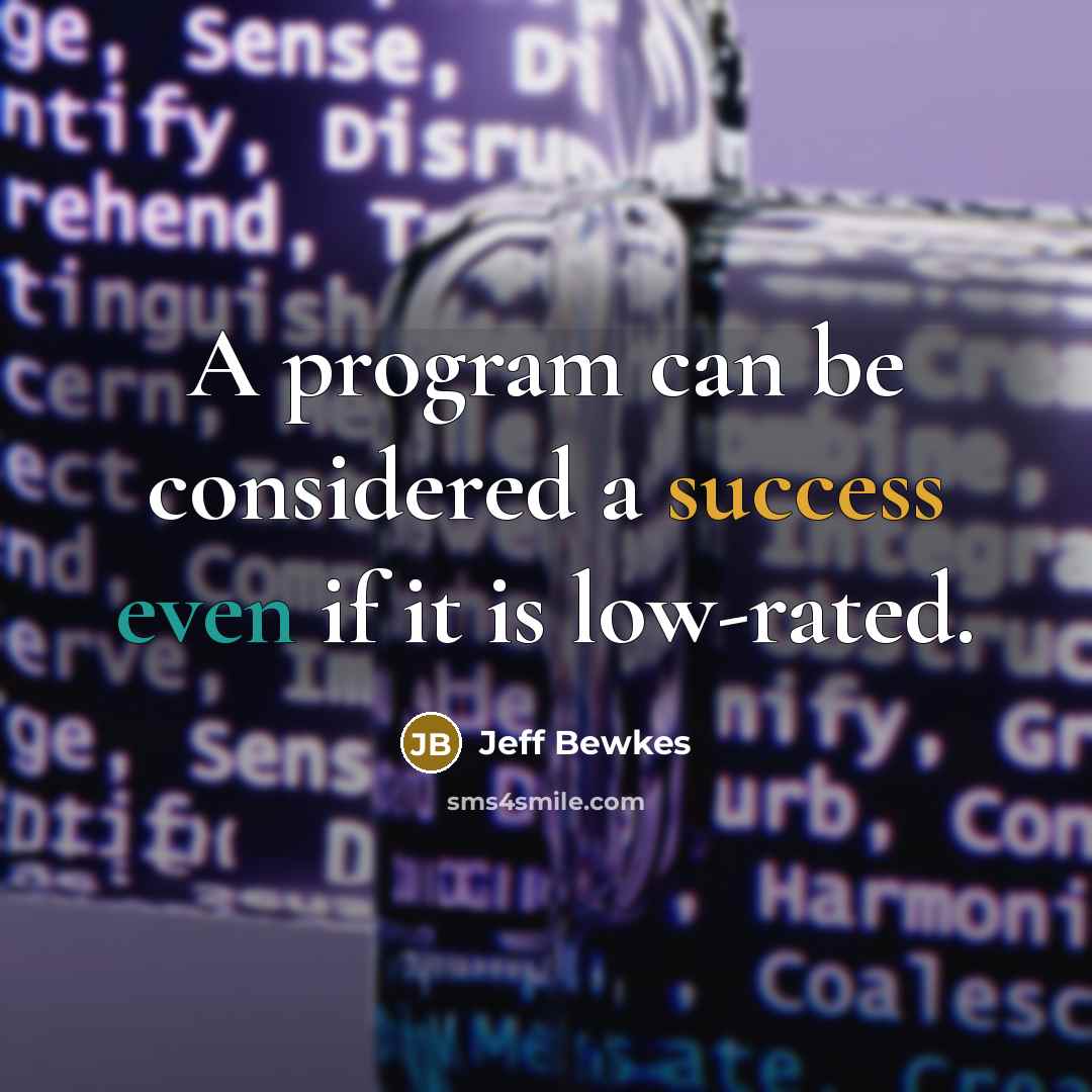 “A program can be considered a success even if it is low-rated.” quote by Jeff Bewkes