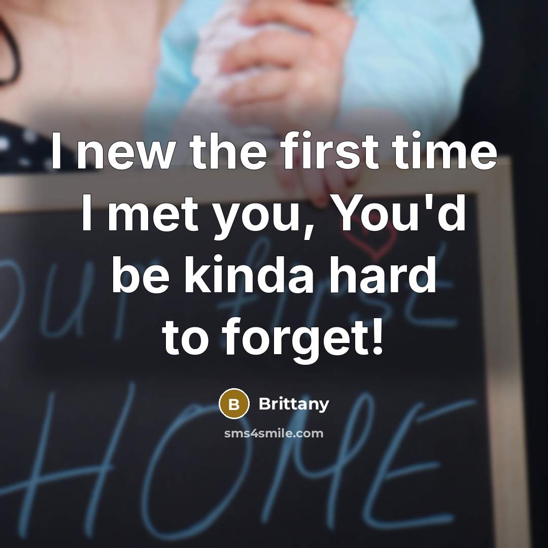 “I new the first time I met you, You'd be kinda hard to forget!” quote by Brittany