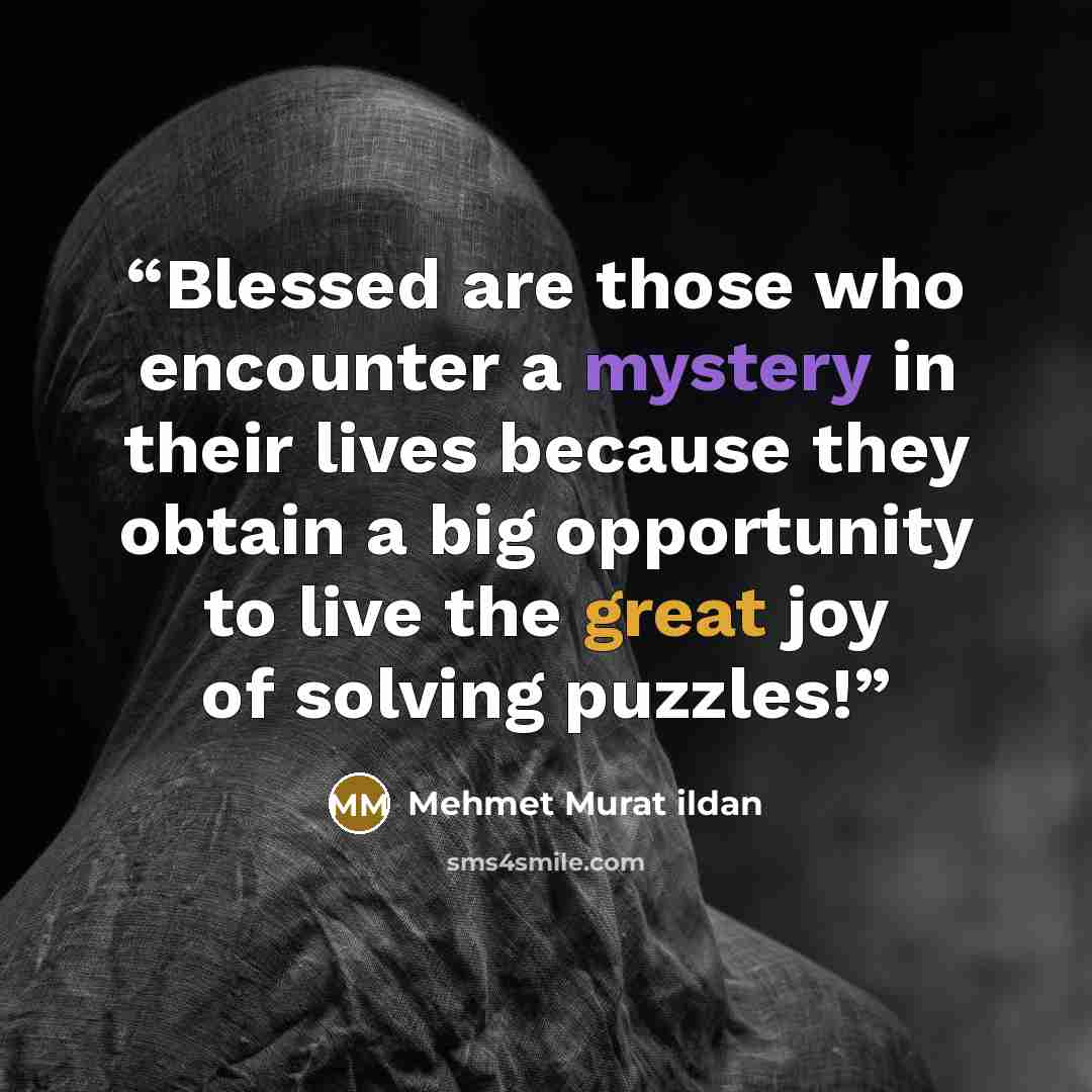 “Blessed are those who encounter a mystery in their lives because they obtain a big opportunity to live the great joy of solving puzzles!” quote by Mehmet Murat ildan