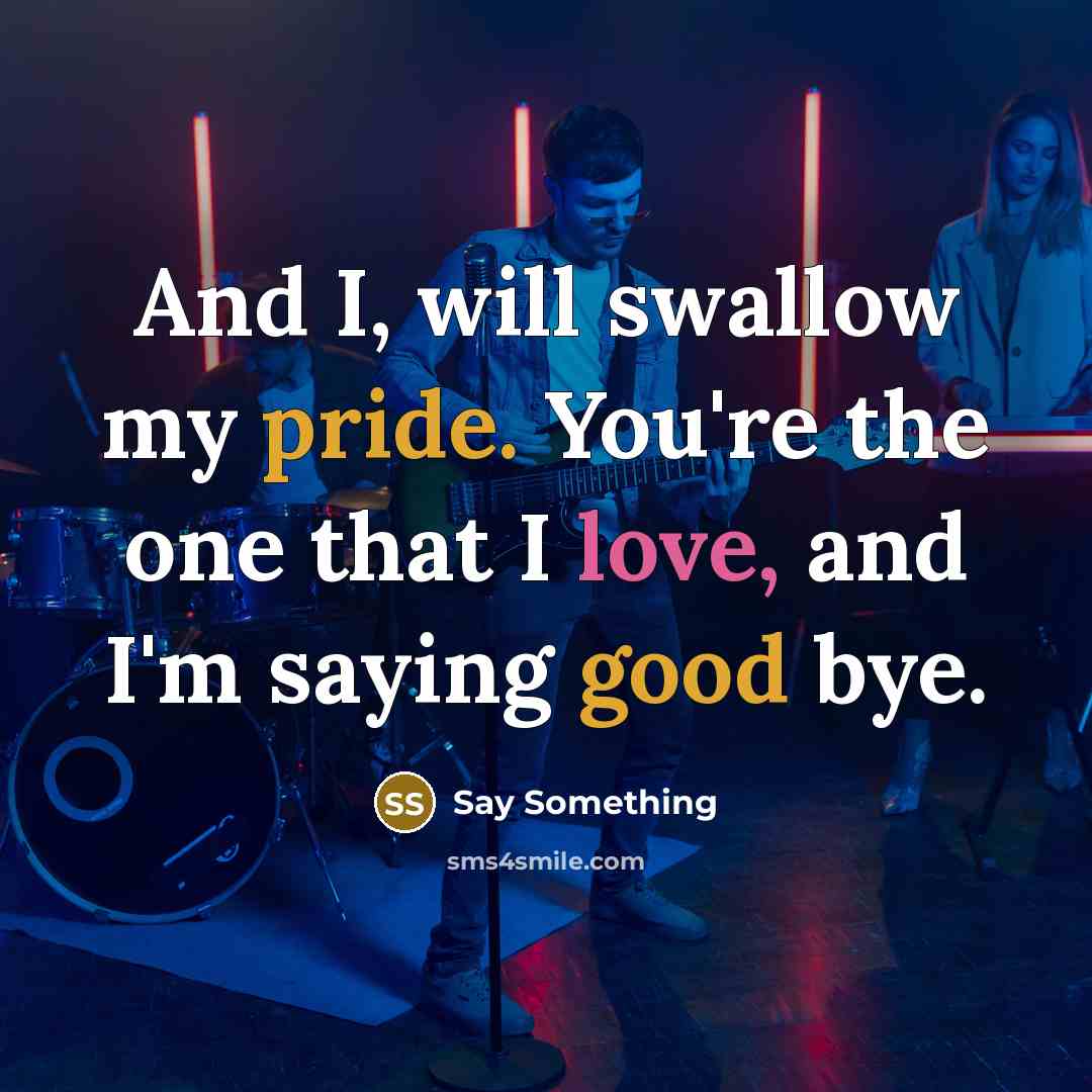 “And I, will swallow my pride. You're the one that I love, and I'm saying good bye.” quote by Say Something