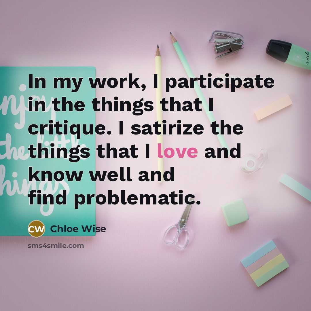 “In my work, I participate in the things that I critique. I satirize the things that I love and know well and find problematic.” quote by Chloe Wise