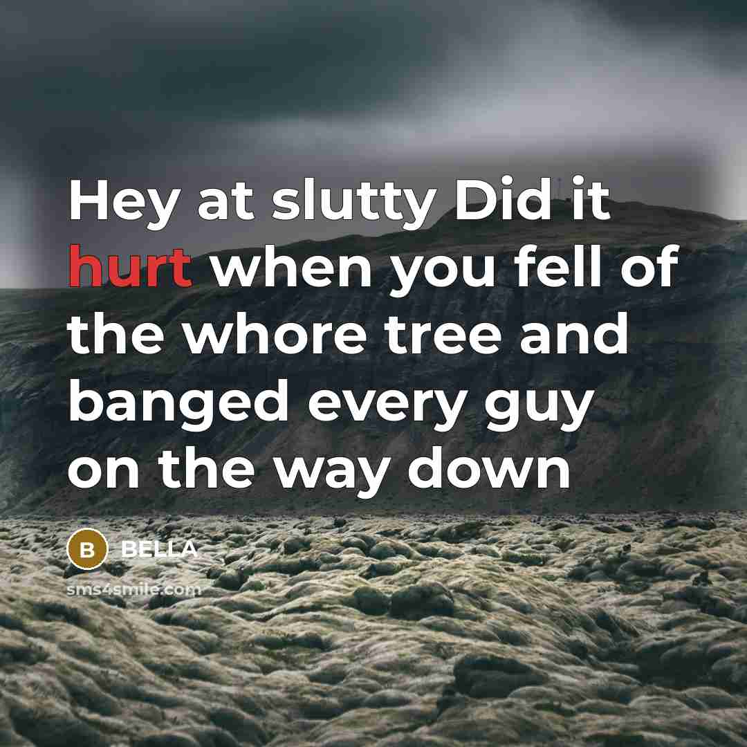 “Hey at slutty Did it hurt when you fell of the whore tree and banged every guy on the way down” quote by Bella