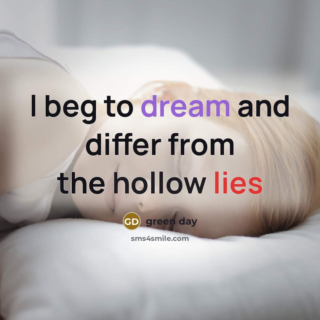 “I beg to dream and differ from the hollow lies” quote by Green Day