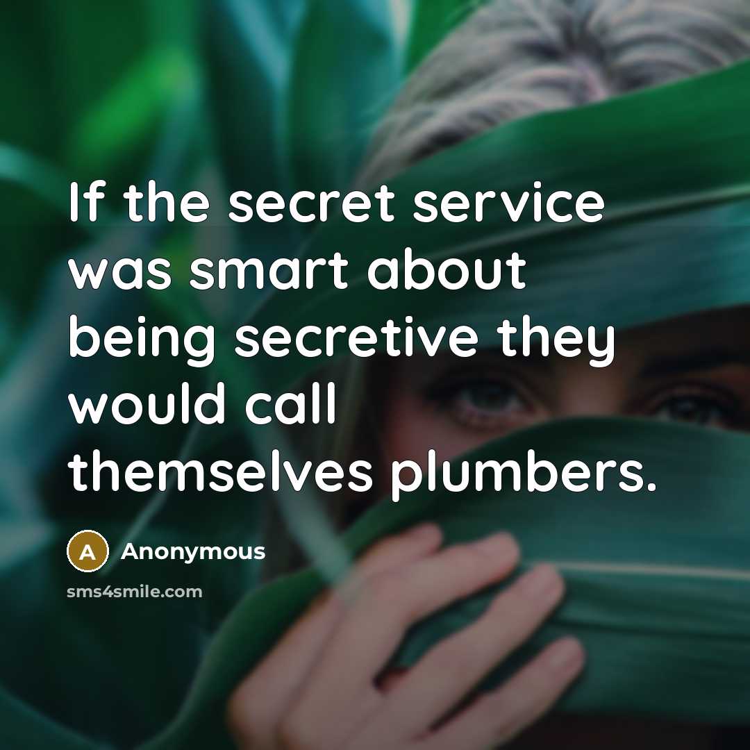“If the secret service was smart about being secretive they would call themselves plumbers.” quote by Anonymous
