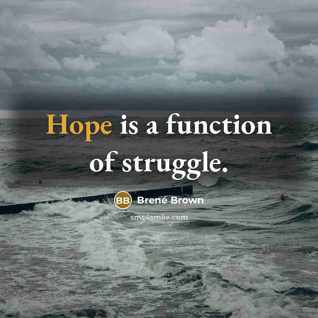“Hope is a function of struggle.” quote by Brené Brown