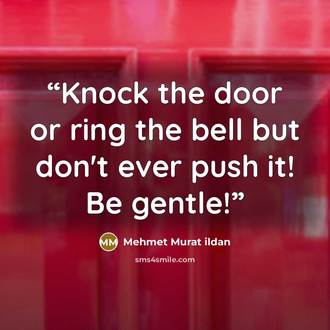 “Knock the door or ring the bell but don't ever push it! Be gentle!” quote by Mehmet Murat ildan