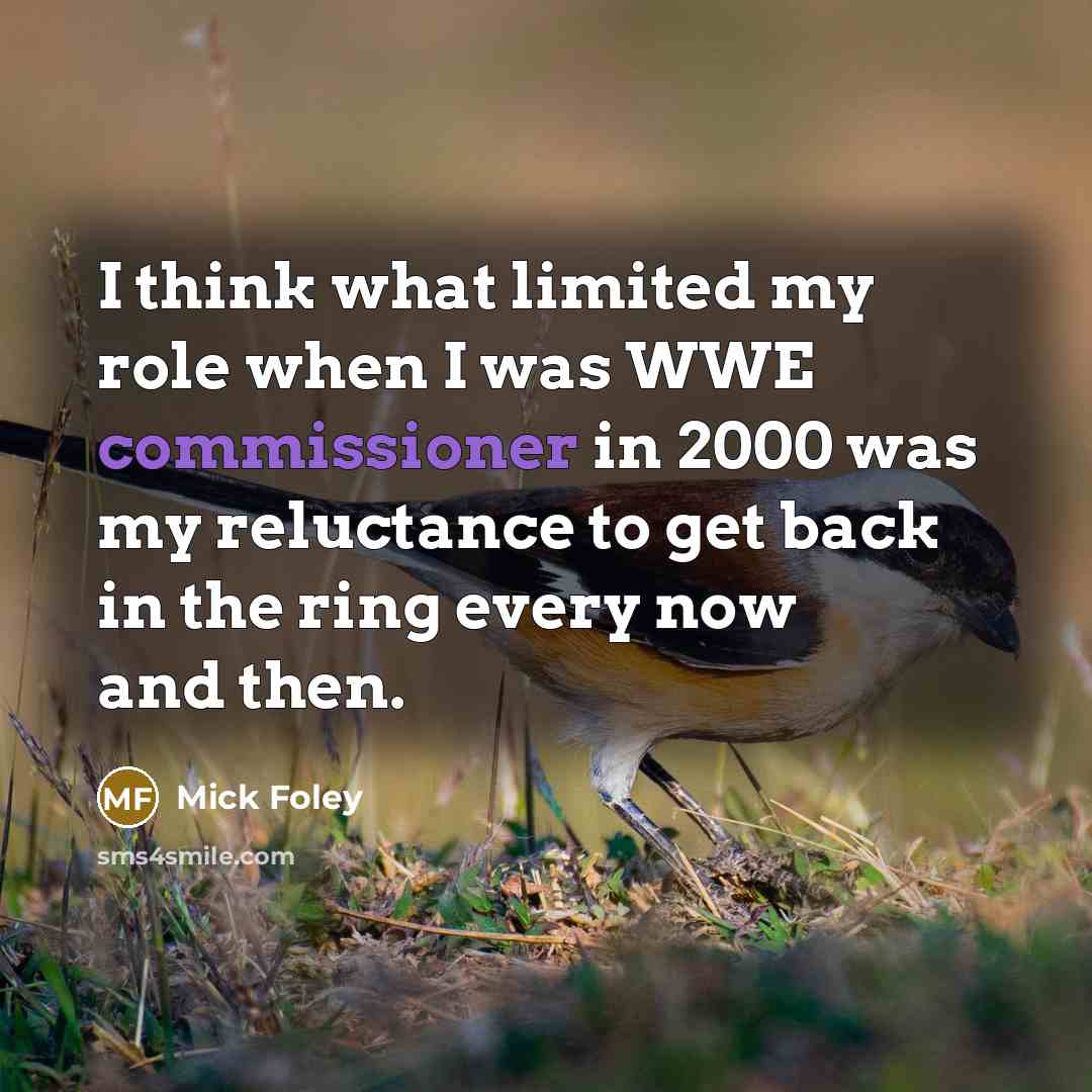 “I think what limited my role when I was WWE commissioner in 2000 was my reluctance to get back in the ring every now and then.” quote by Mick Foley
