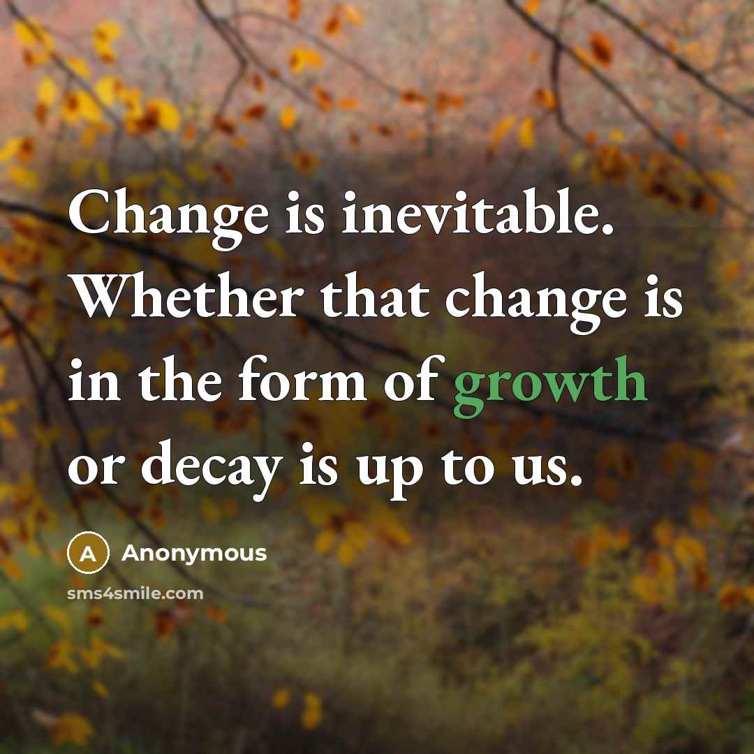 “Change is inevitable. Whether that change is in the form of growth or decay is up to us.” quote by Anonymous