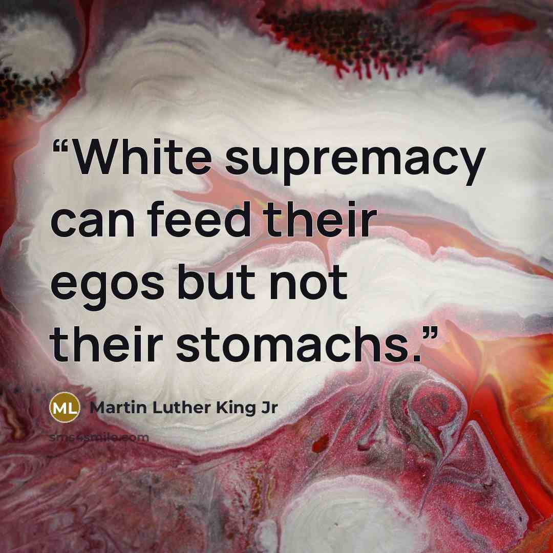“White supremacy can feed their egos but not their stomachs.” quote by Martin Luther King Jr