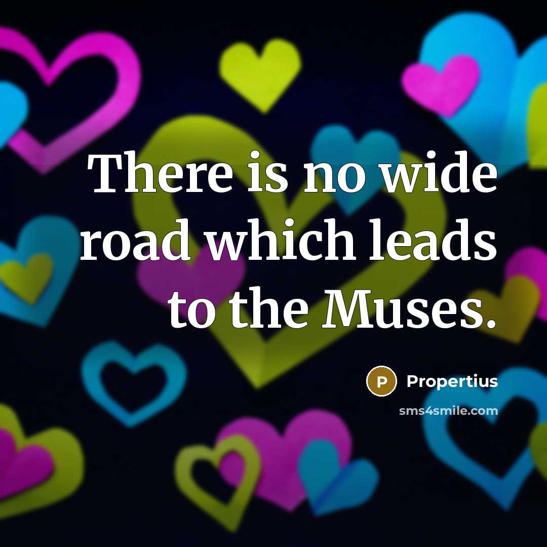 “There is no wide road which leads to the Muses.” quote by Propertius