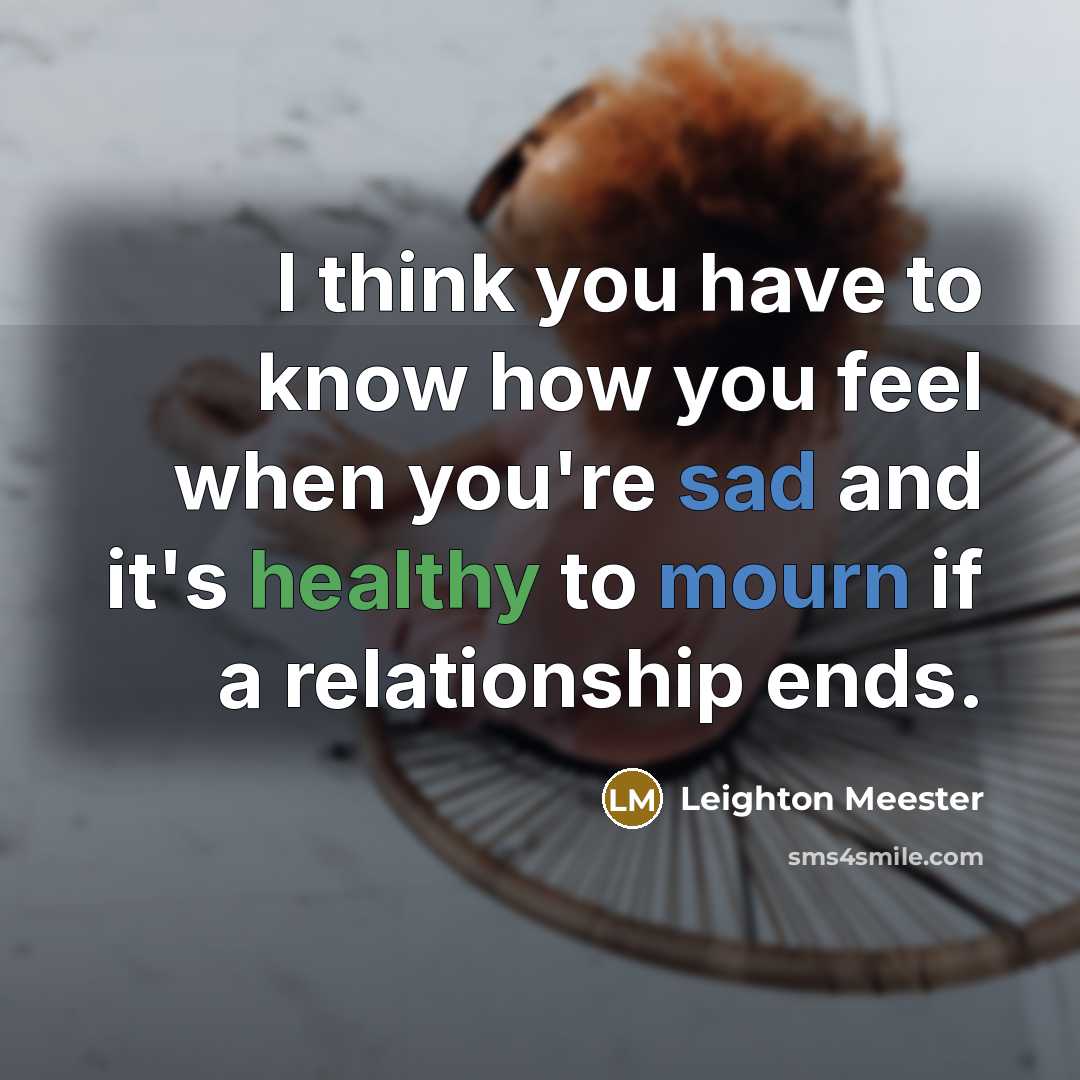 “I think you have to know how you feel when you're sad and it's healthy to mourn if a relationship ends.” quote by Leighton Meester