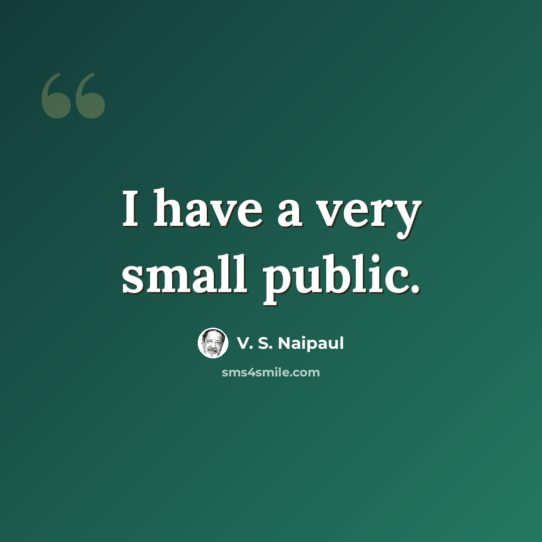 “I have a very small public.” quote by V. S. Naipaul