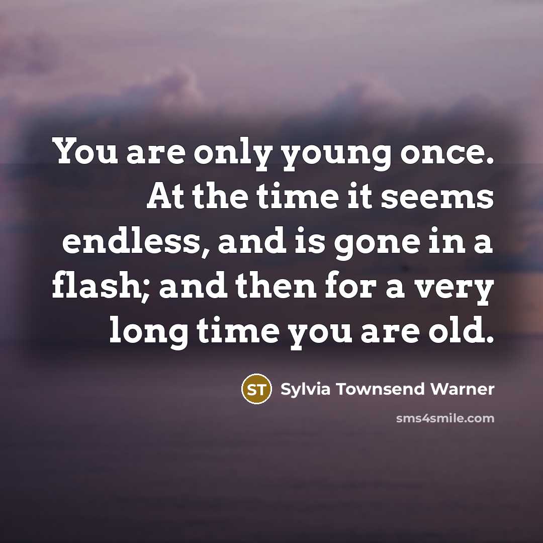 “You are only young once. At the time it seems endless, and is gone in a flash; and then for a very long time you are old.” quote by Sylvia Townsend Warner