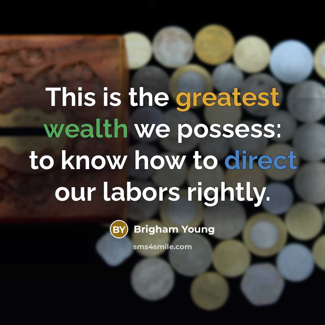 “This is the greatest wealth we possess: to know how to direct our labors rightly.” quote by Brigham Young