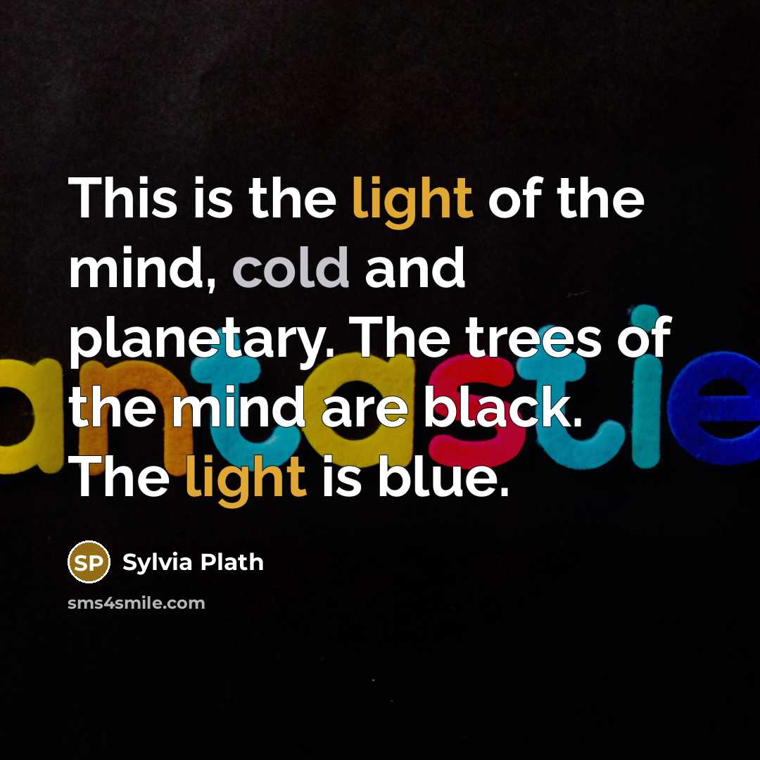 “This is the light of the mind, cold and planetary. The trees of the mind are black. The light is blue.” quote by Sylvia Plath