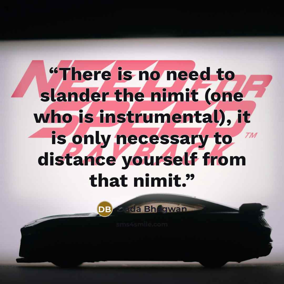 “There is no need to slander the nimit (one who is instrumental), it is only necessary to distance yourself from that nimit.” quote by Dada Bhagwan