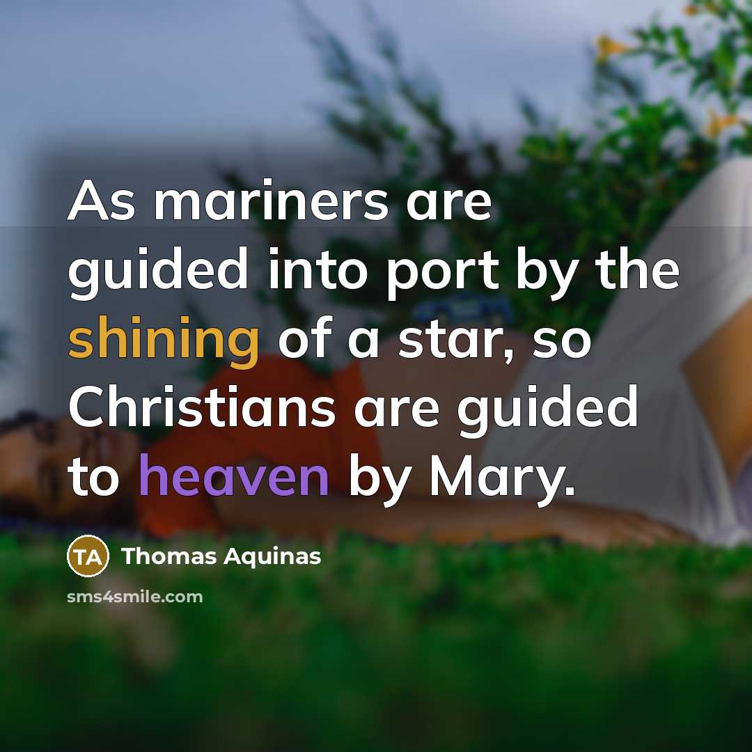 “As mariners are guided into port by the shining of a star, so Christians are guided to heaven by Mary.” quote by Thomas Aquinas