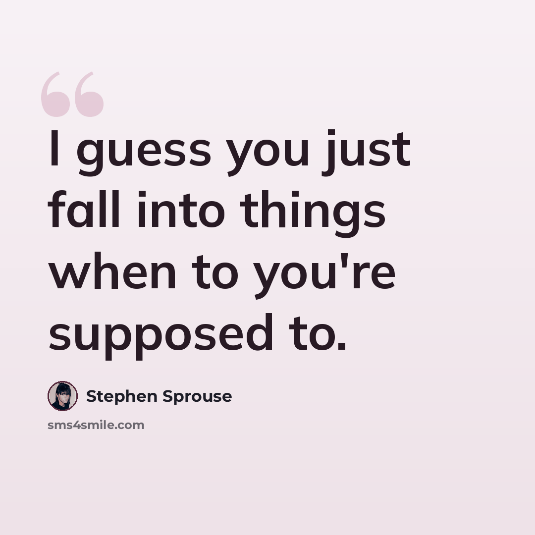 “I guess you just fall into things when to you're supposed to.” quote by Stephen Sprouse