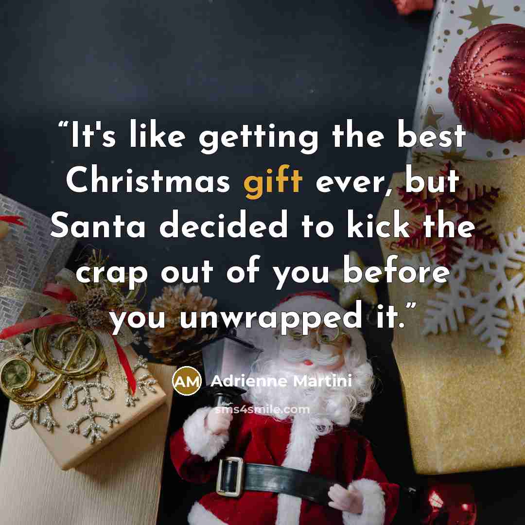 “It's like getting the best Christmas gift ever, but Santa decided to kick the crap out of you before you unwrapped it.” quote by Adrienne Martini