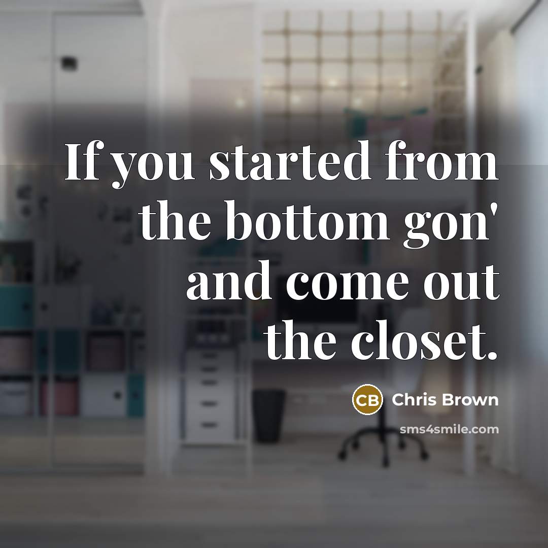“If you started from the bottom gon' and come out the closet.” quote by Chris Brown