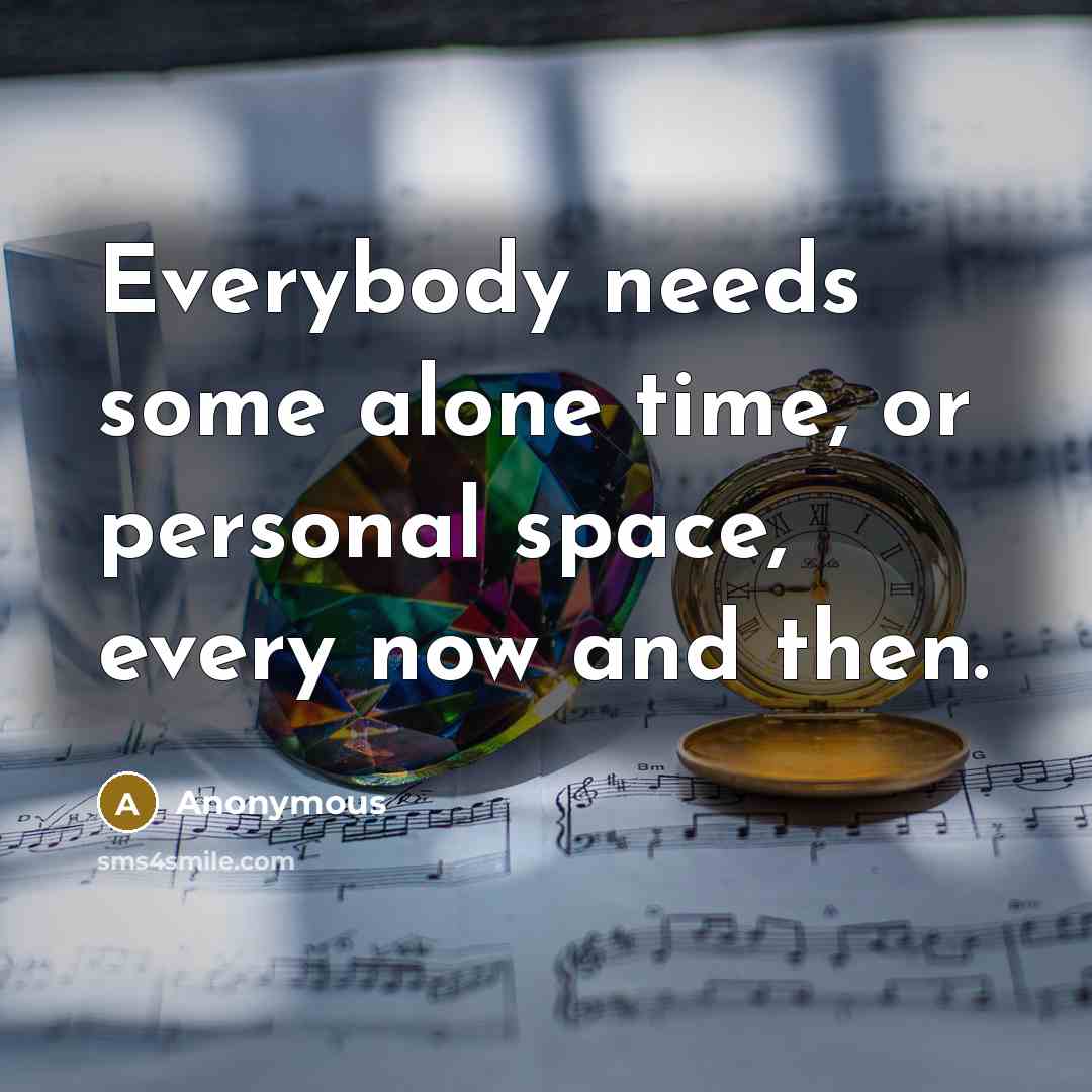“Everybody needs some alone time, or personal space, every now and then.” quote by Anonymous