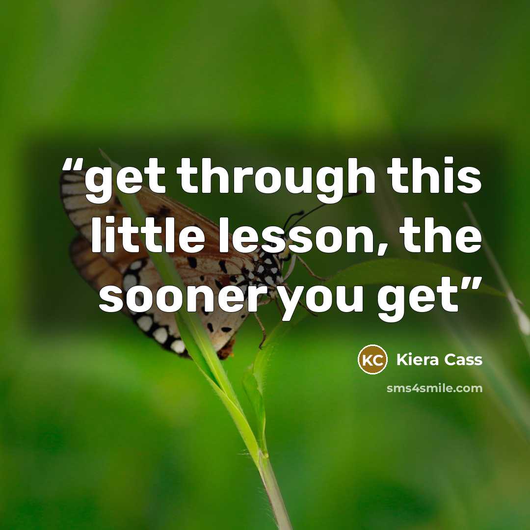 “get through this little lesson, the sooner you get” quote by Kiera Cass