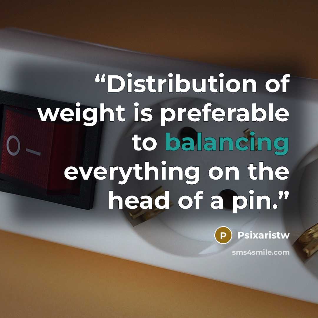 “Distribution of weight is preferable to balancing everything on the head of a pin.” quote by Psixaristw