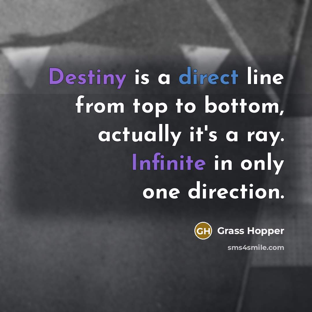 “Destiny is a direct line from top to bottom, actually it's a ray. Infinite in only one direction.” quote by Grass Hopper