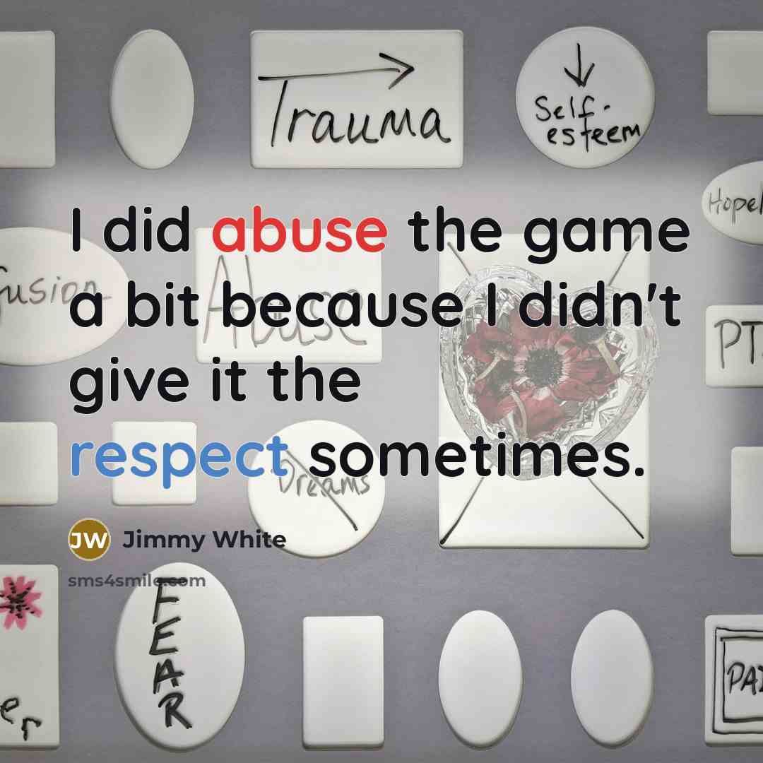 “I did abuse the game a bit because I didn't give it the respect sometimes.” quote by Jimmy White