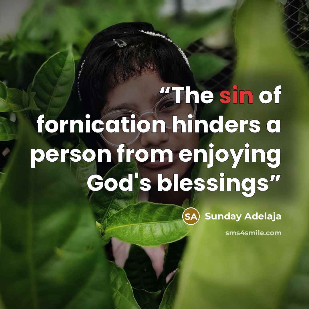 “The sin of fornication hinders a person from enjoying God's blessings” quote by Sunday Adelaja