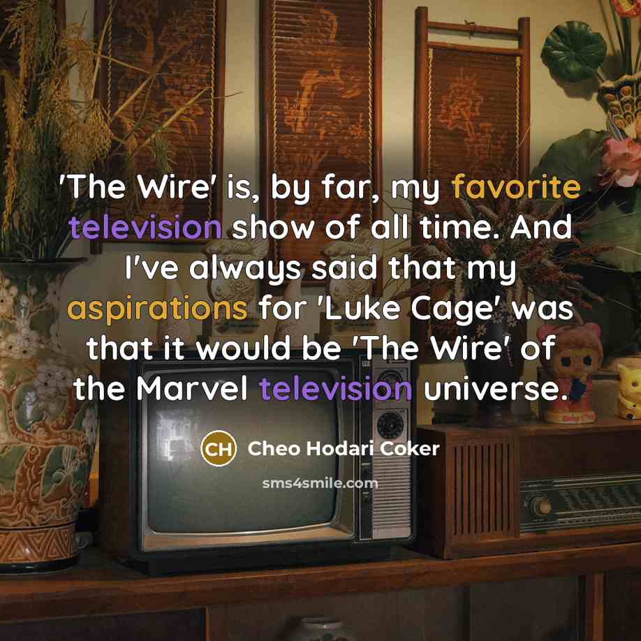 “'The Wire' is, by far, my favorite television show of all time. And I've always said that my aspirations for 'Luke Cage' was that it would be 'The Wire' of the Marvel television universe.” quote by Cheo Hodari Coker
